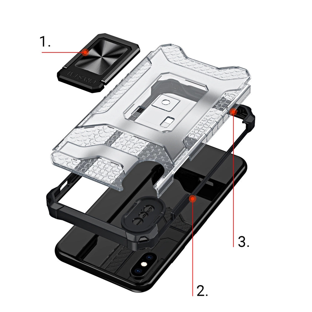 Crystal Ring Case Kickstand Tough Rugged Cover til iPhone XS Max rød