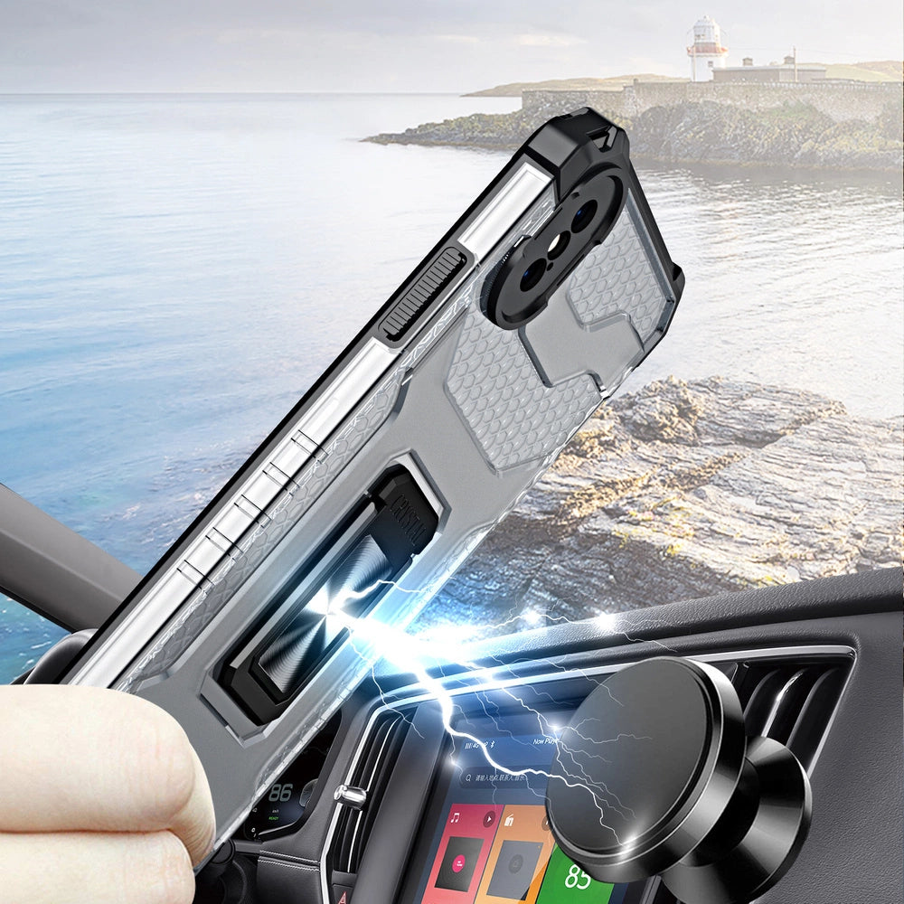 Crystal Ring Case Kickstand Tough Rugged Cover til iPhone XS Max rød