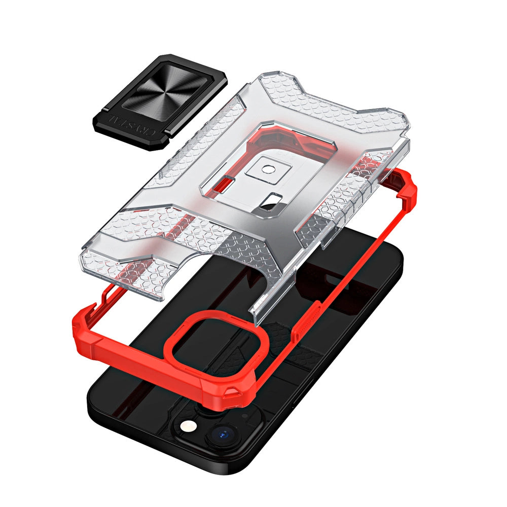 Crystal Ring Case Kickstand Tough Rugged Cover til iPhone 12 mini rød