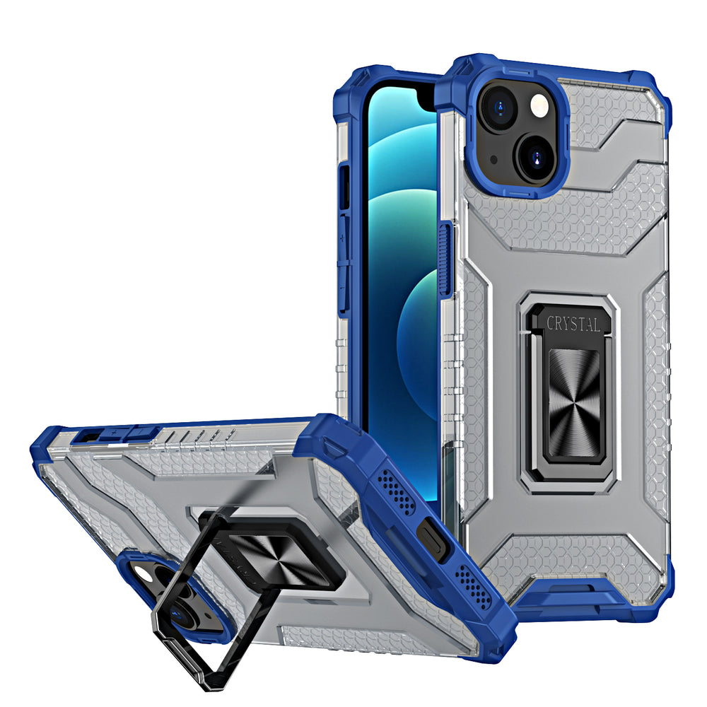 Crystal Ring Case Kickstand Tough Rugged Cover til iPhone 12 mini blå
