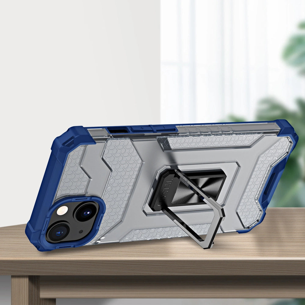 Crystal Ring Case Kickstand Tough Rugged Cover til iPhone 12 mini blå