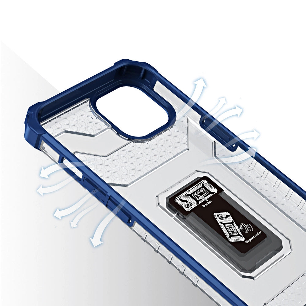 Crystal Ring Case Kickstand Tough Rugged Cover til iPhone 12 blå