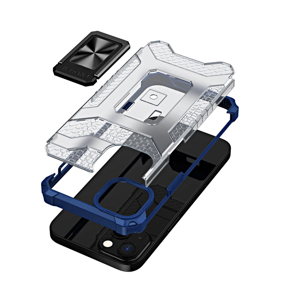 Crystal Ring Case Kickstand Tough Rugged Cover til iPhone 12 blå