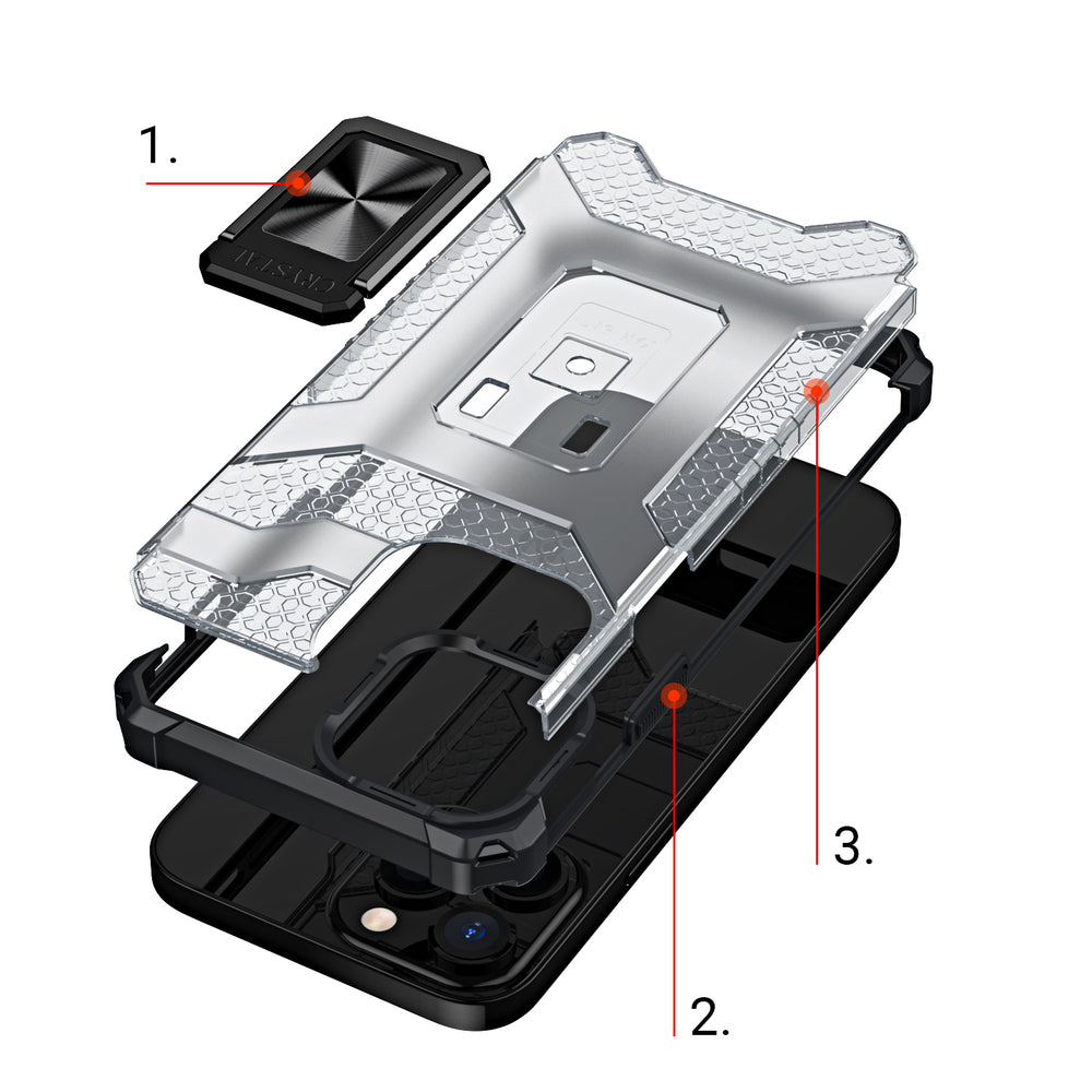 Crystal Ring Case Kickstand Tough Rugged Cover til iPhone 12 Pro Max rød
