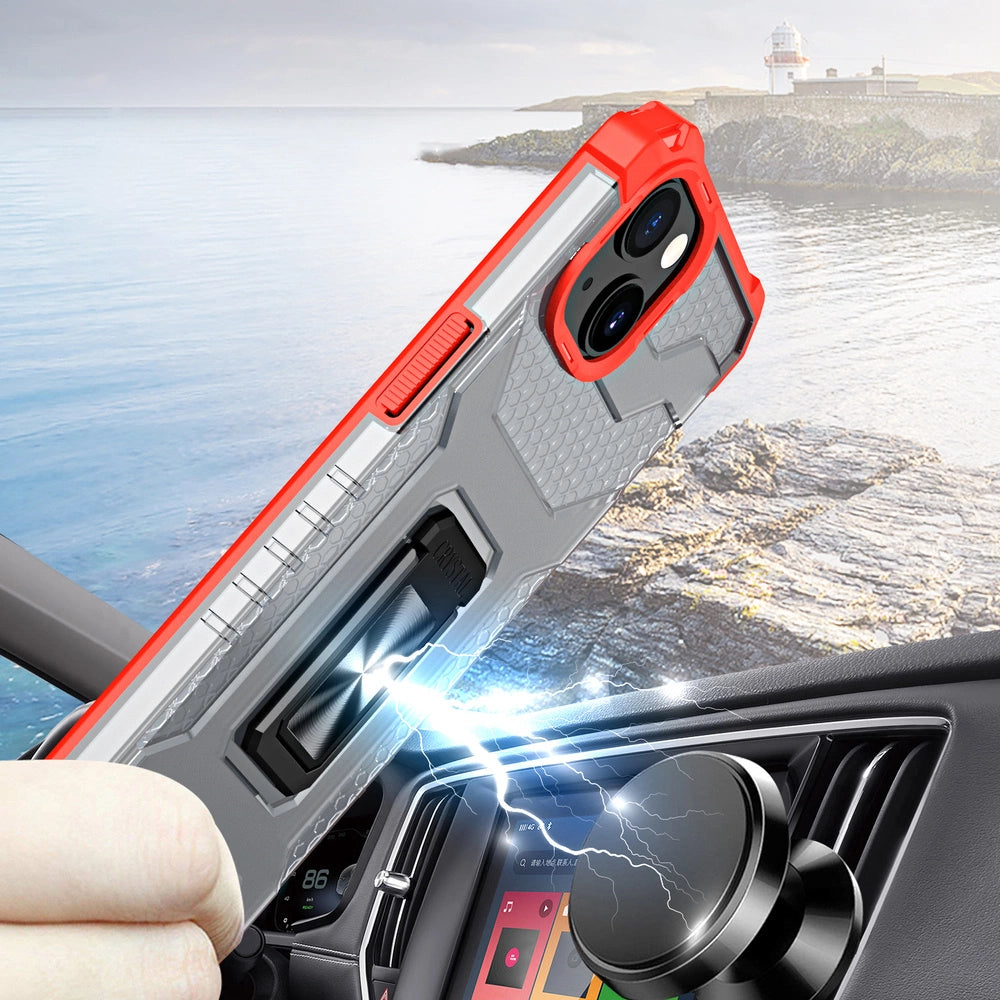 Crystal Ring Case Kickstand Tough Rugged Cover til iPhone 13 mini rød