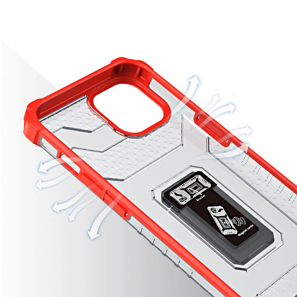 Crystal Ring Case Kickstand Tough Rugged Cover til iPhone 13 mini rød