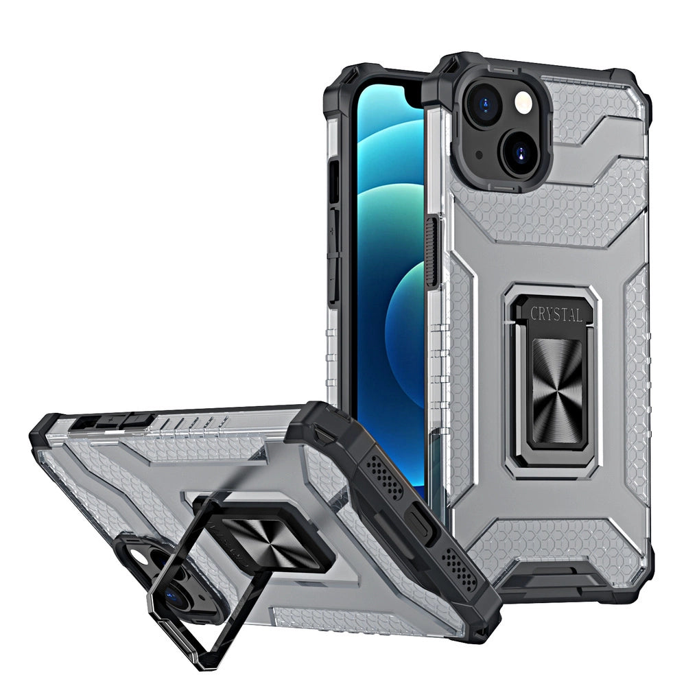 Crystal Ring Case Kickstand Tough Rugged Cover til iPhone 13 sort