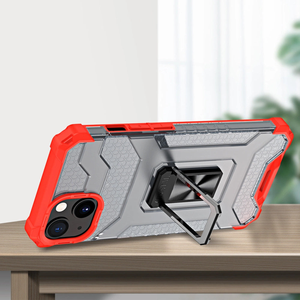 Crystal Ring Case Kickstand Tough Rugged Cover til iPhone 13 rød