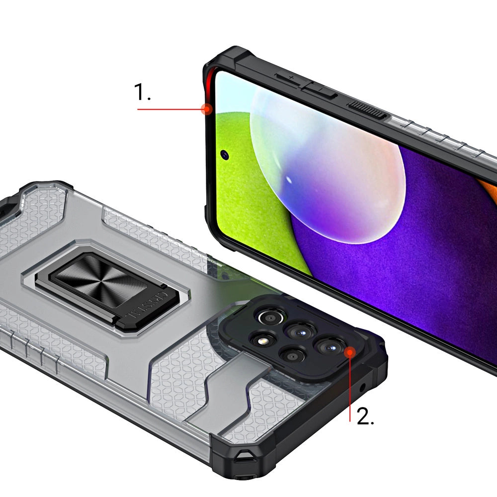 Crystal Ring Case Kickstand Tough Rugged Cover til Samsung Galaxy A72 4G sort