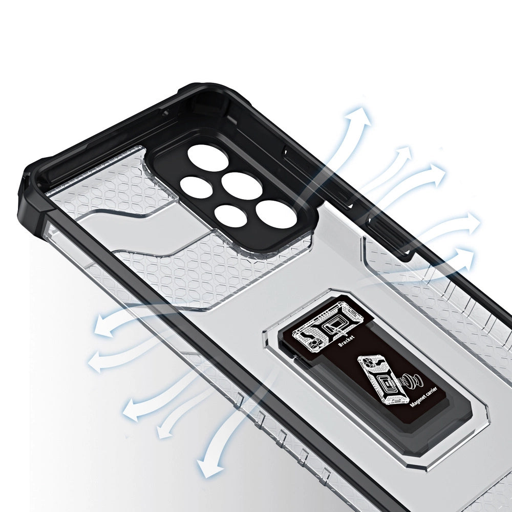 Crystal Ring Case Kickstand Tough Rugged Cover til Samsung Galaxy A72 4G blå