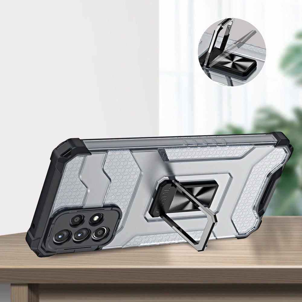 Crystal Ring Case Kickstand Tough Rugged Cover til Samsung Galaxy A72 4G blå