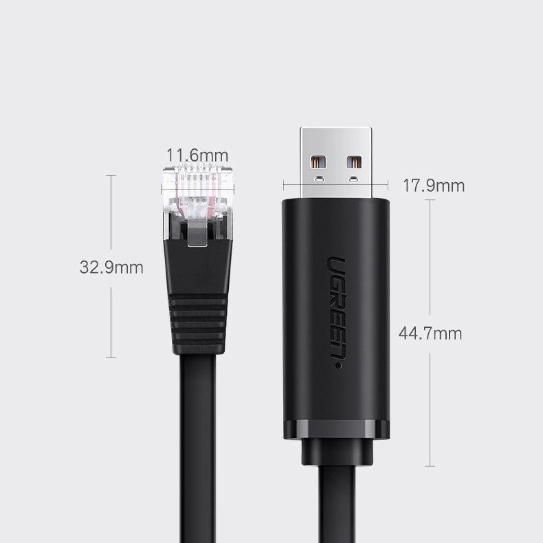 Ugreen konsol kabel USB - Ethernet RJ45 1,5 m sort (CM204)