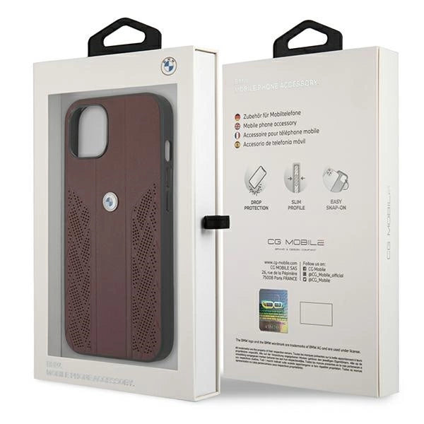 Etui BMW BMHCP13MRSPPR iPhone 13 6,1" rød/rød hårdkasse Læder Curve Perforat