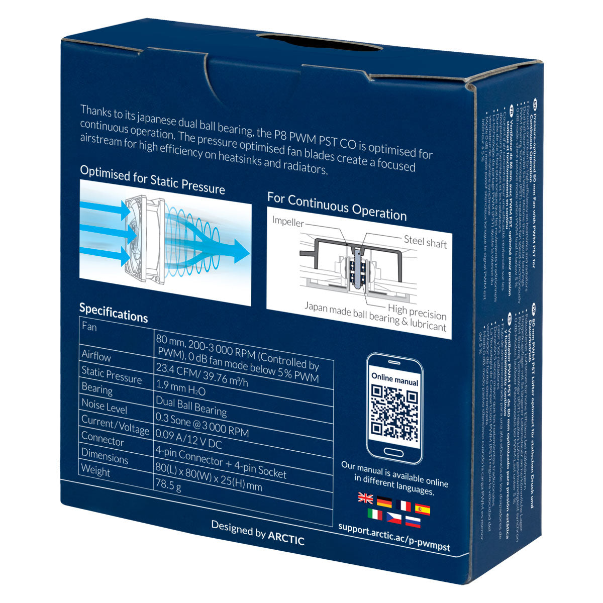 ARCTIC P8 PWM PST CO Computerkabinet Ventilator 8 cm Sort