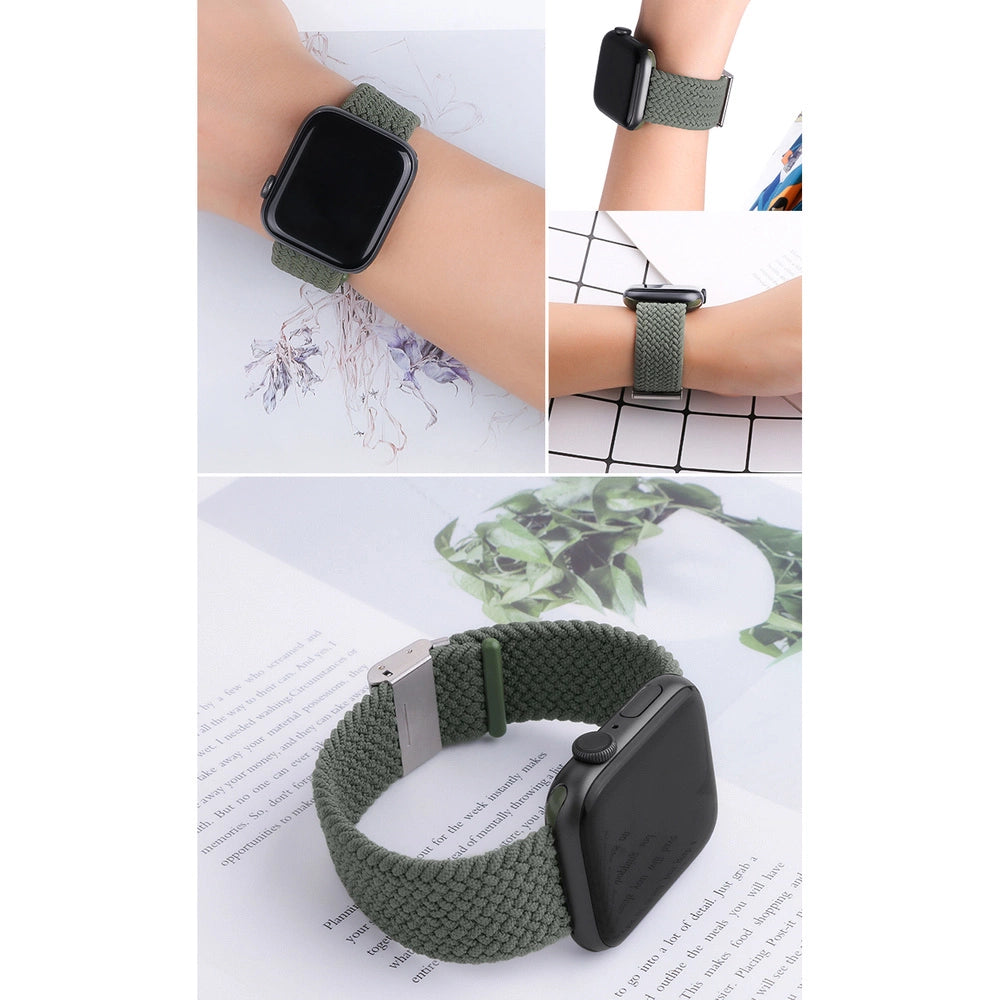 Trådede stofstropper Armbånd Stropper Stofstropper Band til Apple Watch 42 / 44 / 45 / 49 mm - sort og hvid