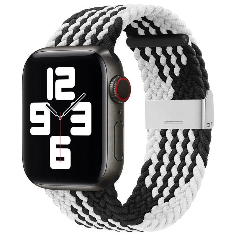 Trådede stofstropper Armbånd Stropper Stofstropper Band til Apple Watch 42 / 44 / 45 / 49 mm - sort og hvid