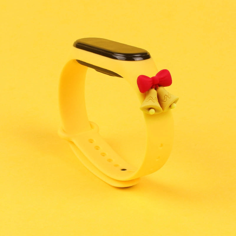 Strap Xmas til Xiaomi Mi Band 3 / 4 Christmas Silicone Armbånd Strap med Bells - Yellow