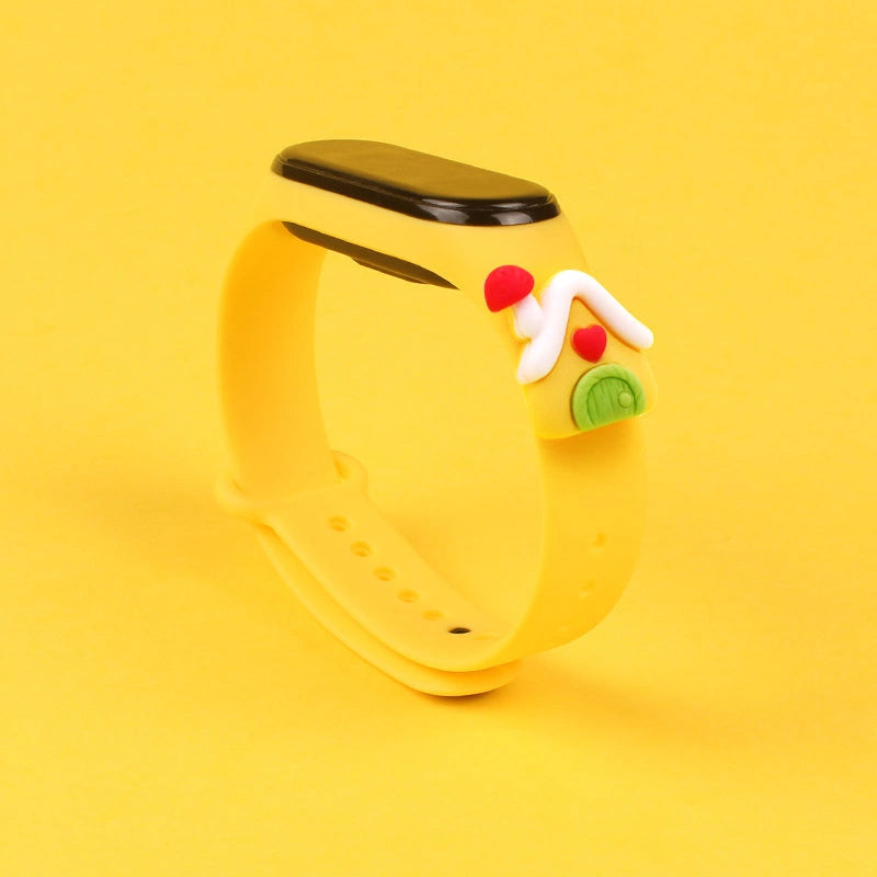 Strap Xmas til Xiaomi Mi Band 5 / 6 Jul Silicone Strap Armbånd med House - Yellow