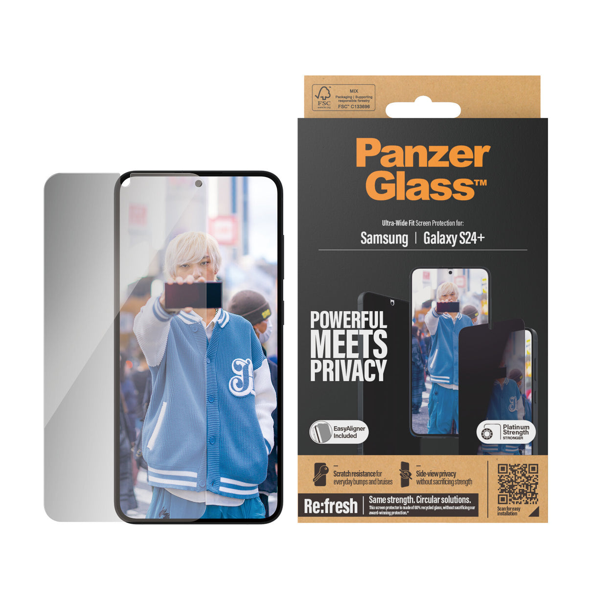 PanzerGlass ® Privacy Skærmbeskyttelse Samsung Galaxy S24+ | Ultra-Wide Fit m. EasyAligner