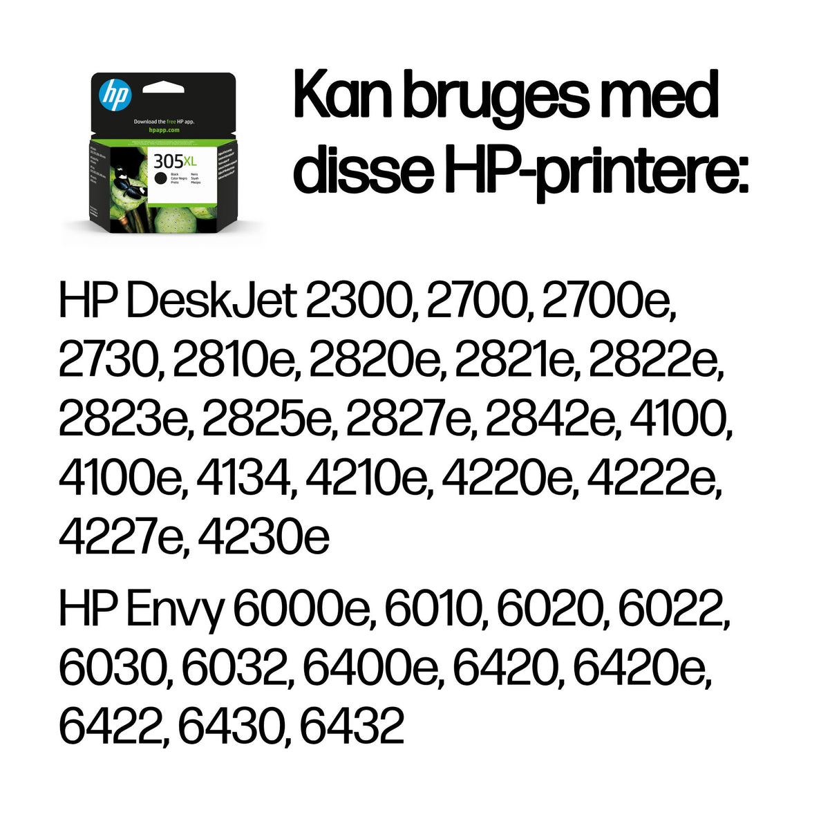 HP Original 305XL-blækpatron med stor kapacitet, sort