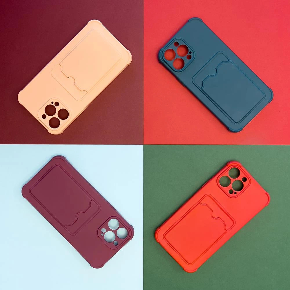 Card Armor Case Pouch Cover til iPhone 11 Pro Card Wallet Silicone Air Bag Armor Case Raspberry