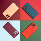 Card Armor Case Pouch Cover til iPhone 11 Pro Card Wallet Silicone Air Bag Armor Case Raspberry