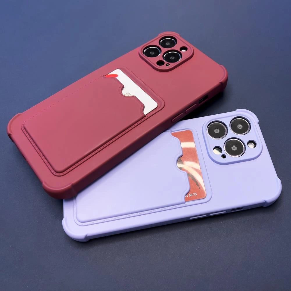 Card Armor Case Pouch Cover til iPhone 11 Pro Card Wallet Silicone Air Bag Armor Case Raspberry