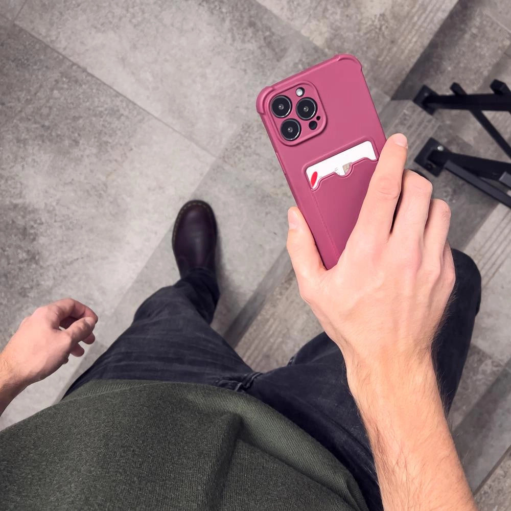 Card Armor Case Pouch Cover til iPhone 11 Pro Card Wallet Silicone Air Bag Armor Case Raspberry