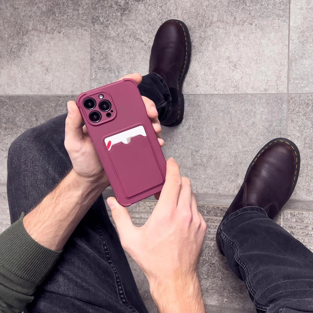 Card Armor Case Pouch Cover til iPhone 11 Pro Card Wallet Silicone Air Bag Armor Case Raspberry