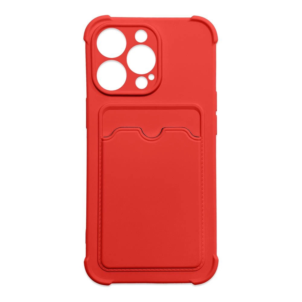 Card Armor Case Pouch Cover til iPhone 12 Pro Max Card Wallet Silicone Air Bag Armor Red