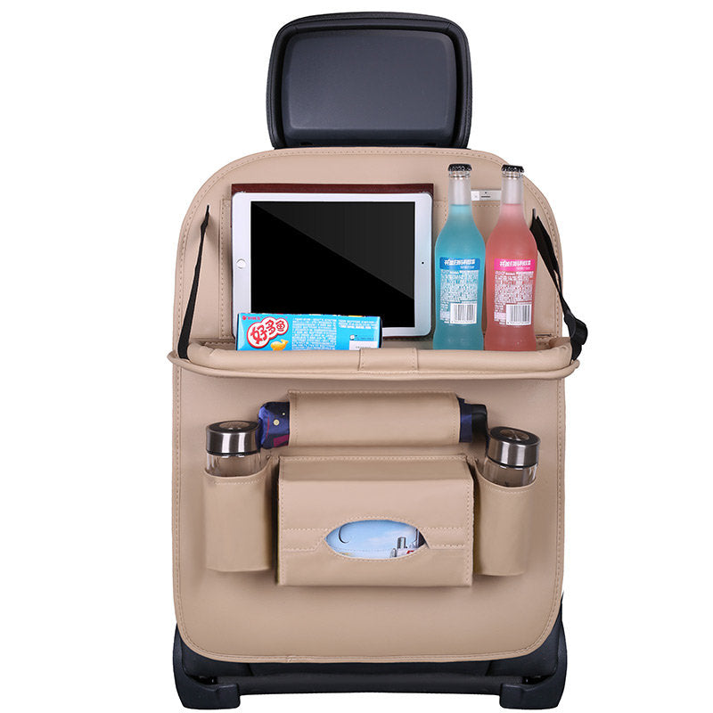 Bil organisator for sædet foldbare hylde mini bil bord beige