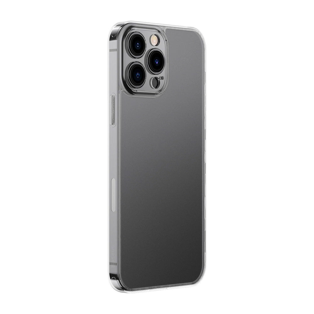 Baseus Frosted Glass Case Cover til iPhone 13 Pro Max Hard Cover med Gel Frame Transparent (ARWS000202)