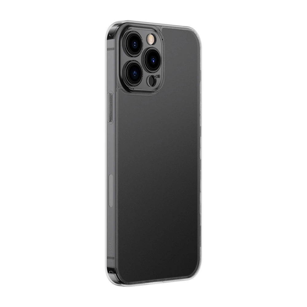 Baseus Frosted Glass Case Cover til iPhone 13 Pro Hard Cover med Gel Frame sort (ARWS000401)