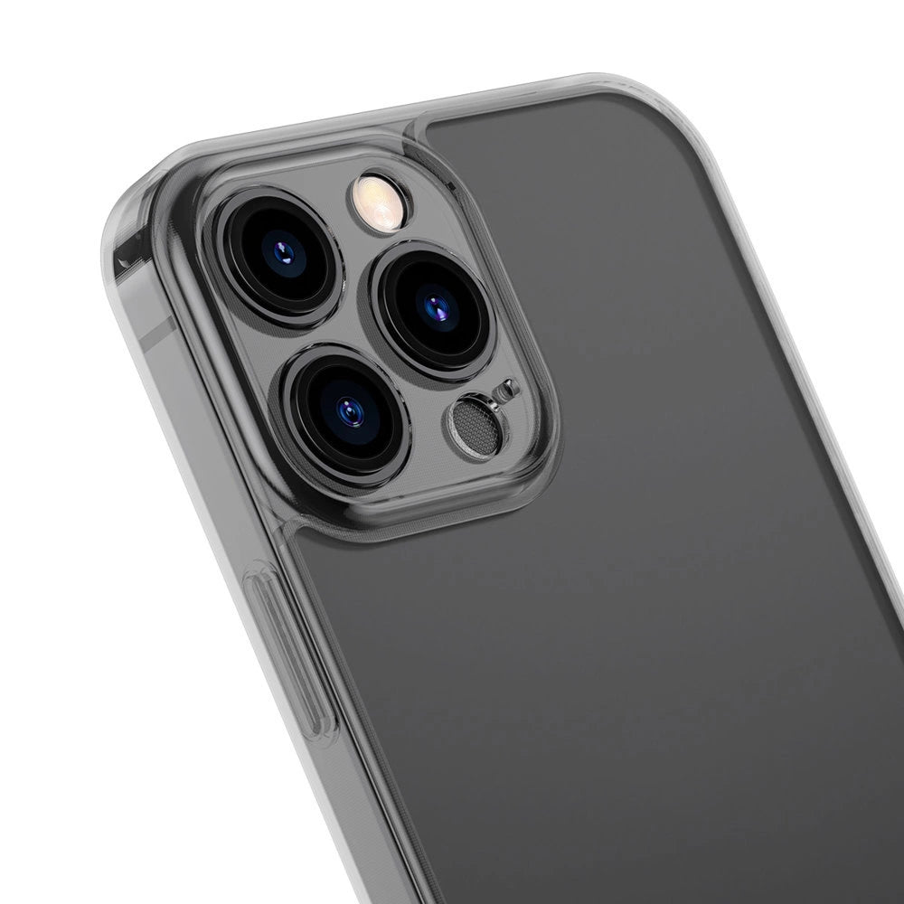 Baseus Frosted Glass Case Cover til iPhone 13 Pro Hard Cover med Gel Frame sort (ARWS000401)