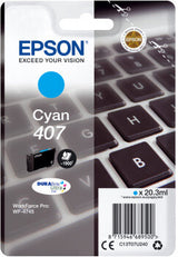 Epson 407L tastatur DURABrite Ultra enkeltpakke cyan blæk