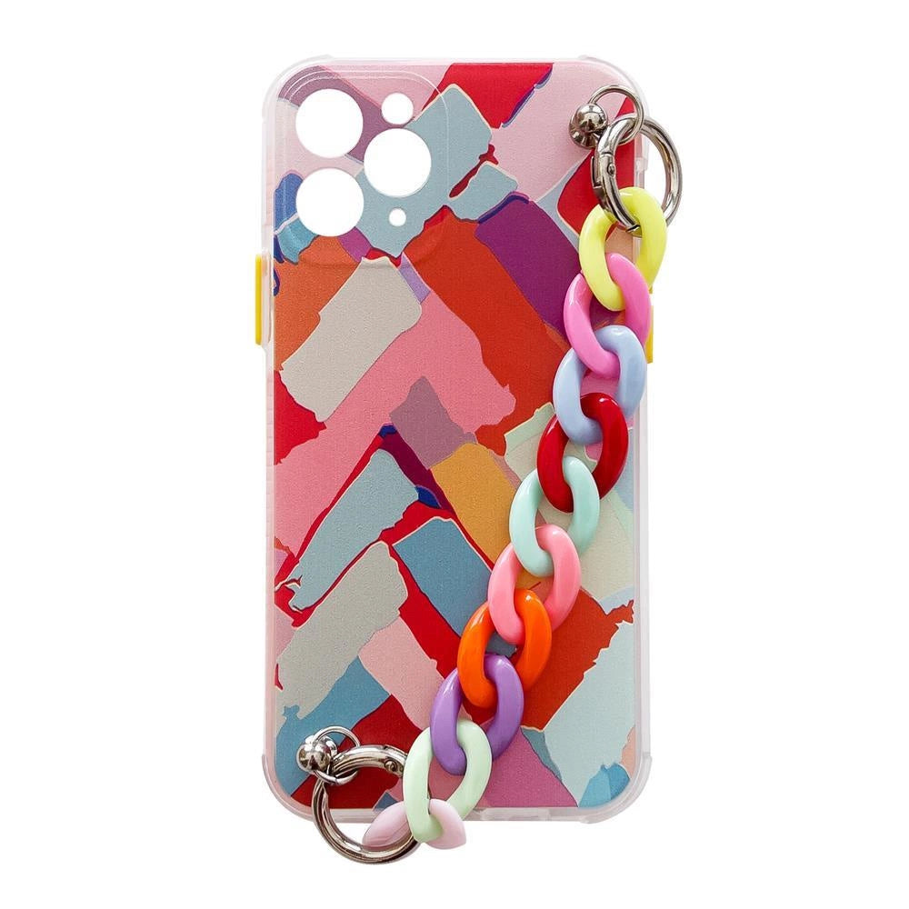 Color Chain Case gel fleksible elastiske case cover med en kæde pendant til Samsung Galaxy S21 + 5G (S21 Plus 5G) flerfarvet (3)