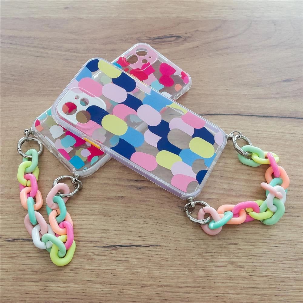 Color Chain Case gel fleksible elastiske case cover med en kæde hengivende til Samsung Galaxy S21 Ultra 5G flerfarvet (2)