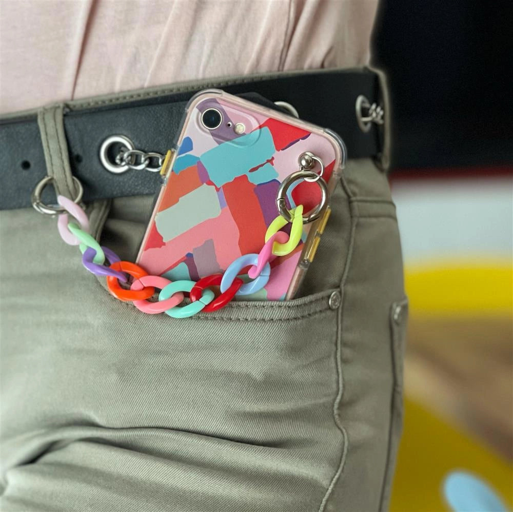 Color Chain Case gel fleksible elastisk case cover med en kæde hengivende til Xiaomi Redmi 10 flerfarvet (1)