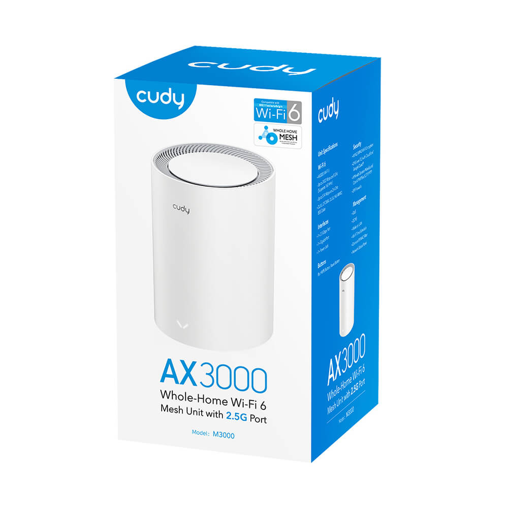 Cudy Mesh Solution M3000 1 Pk Wf6 Ax3000 Gigabit 2.5 G White
