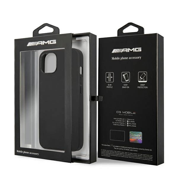 AMG AMHCP13SDOLBK iPhone 13 mini 5,4" sort/sort hårdkasse læder Hot Stamped