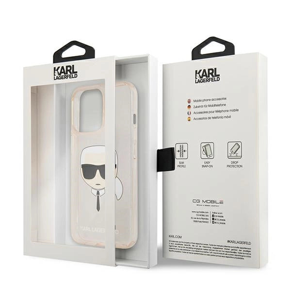 Karl Lagerfeld Glitter Karl's Head Case for iPhone 13 Pro / iPhone 13 - Gold