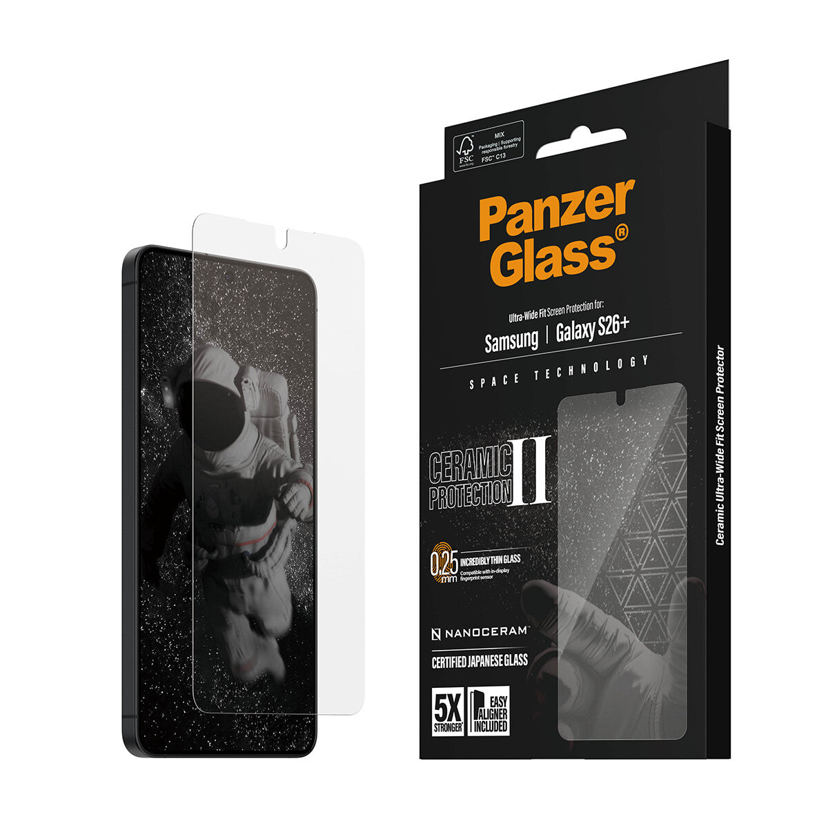 PanzerGlass ® Ceramic Skærmbeskyttelse Samsung Galaxy S26+ | Ultra-Wide Fit m. EasyAligner