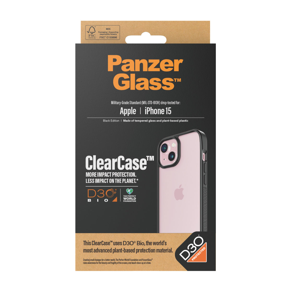 PanzerGlass ® ClearCase med D3O® iPhone 15