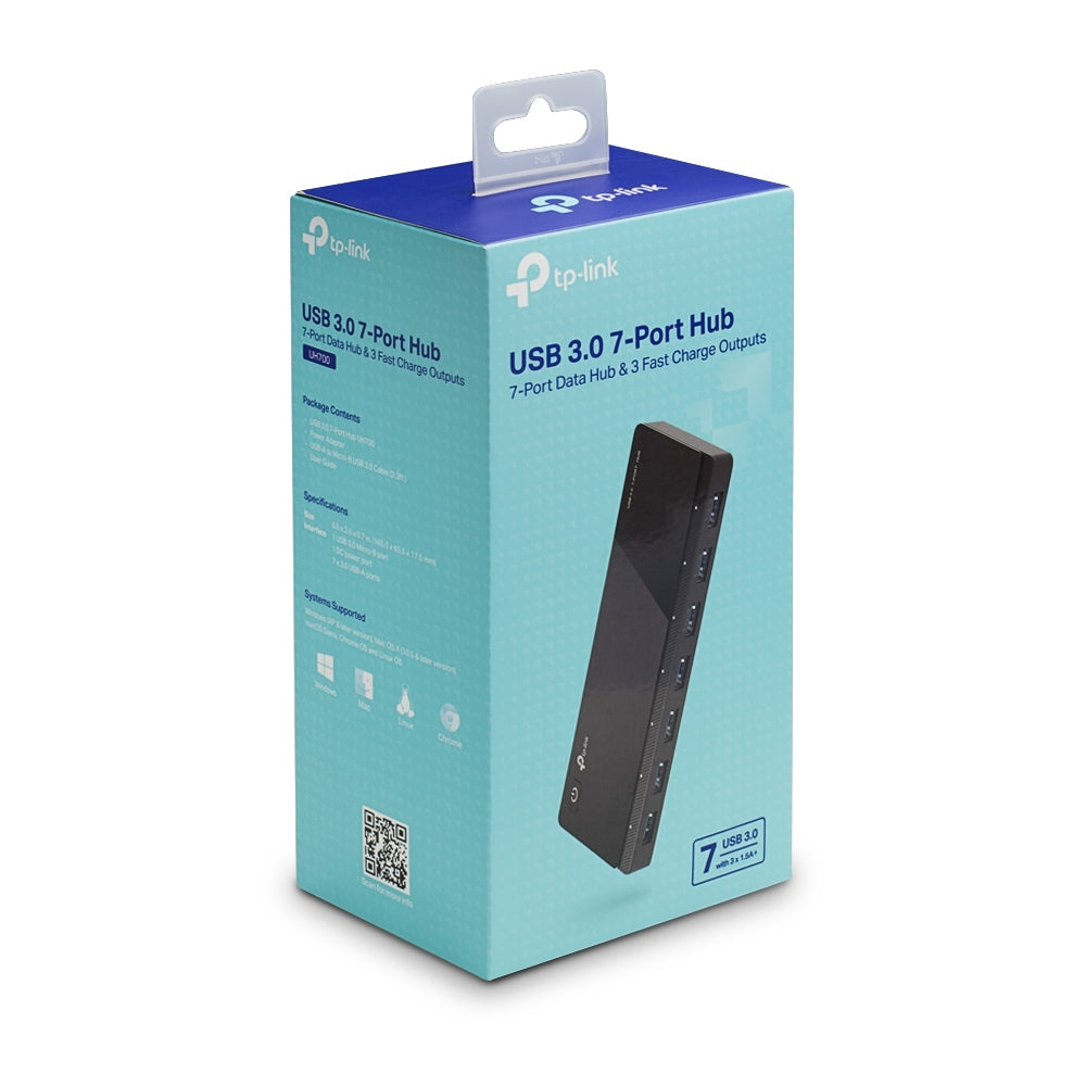 TP-Link UH700 interface hub USB 3.2 Gen 1 (3.1 Gen 1) Micro-B 5000 Mbit/s Sort