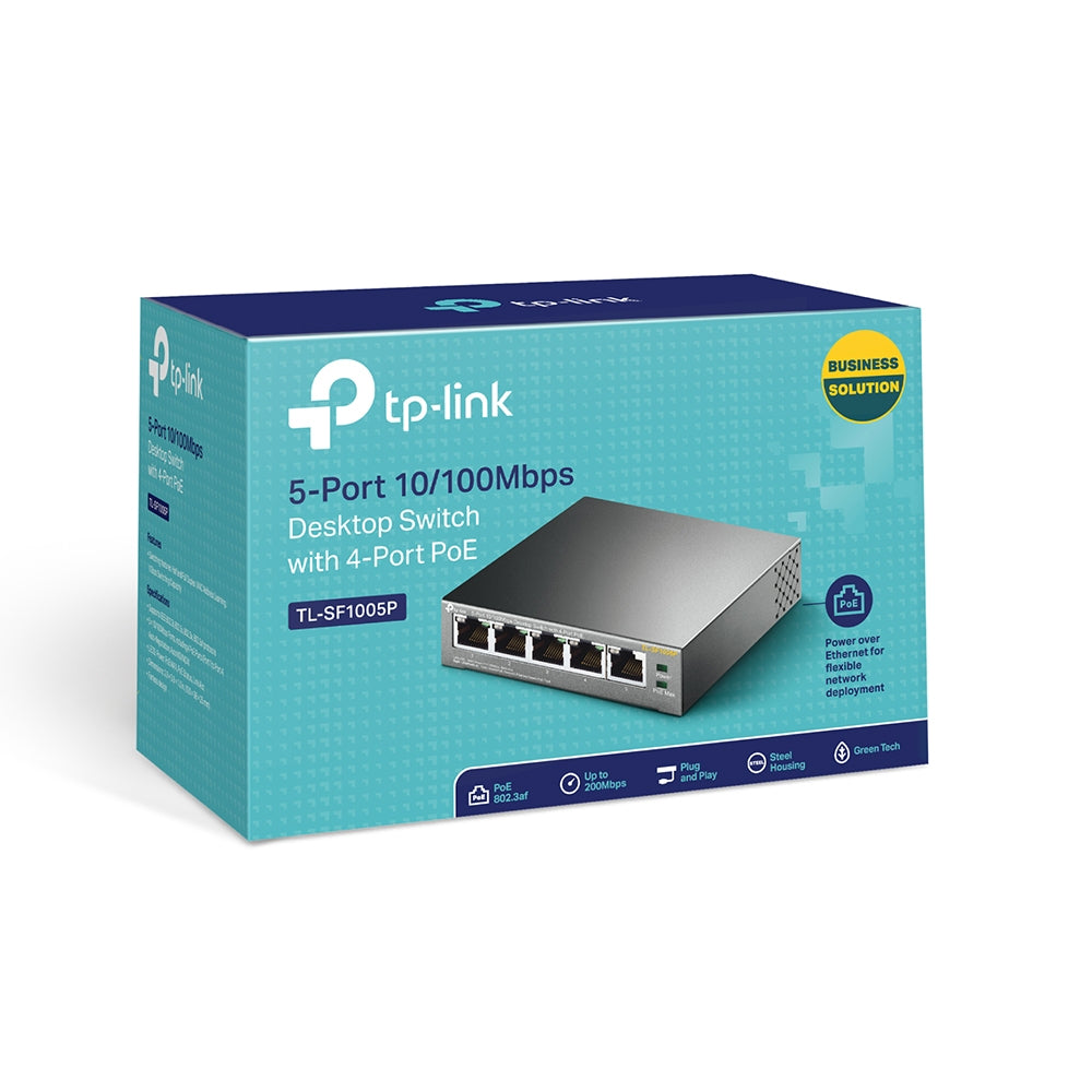 TP-Link TL-SF1005P netværksswitch Ikke administreret Fast Ethernet (10/100) Strøm over Ethernet (PoE) Sort