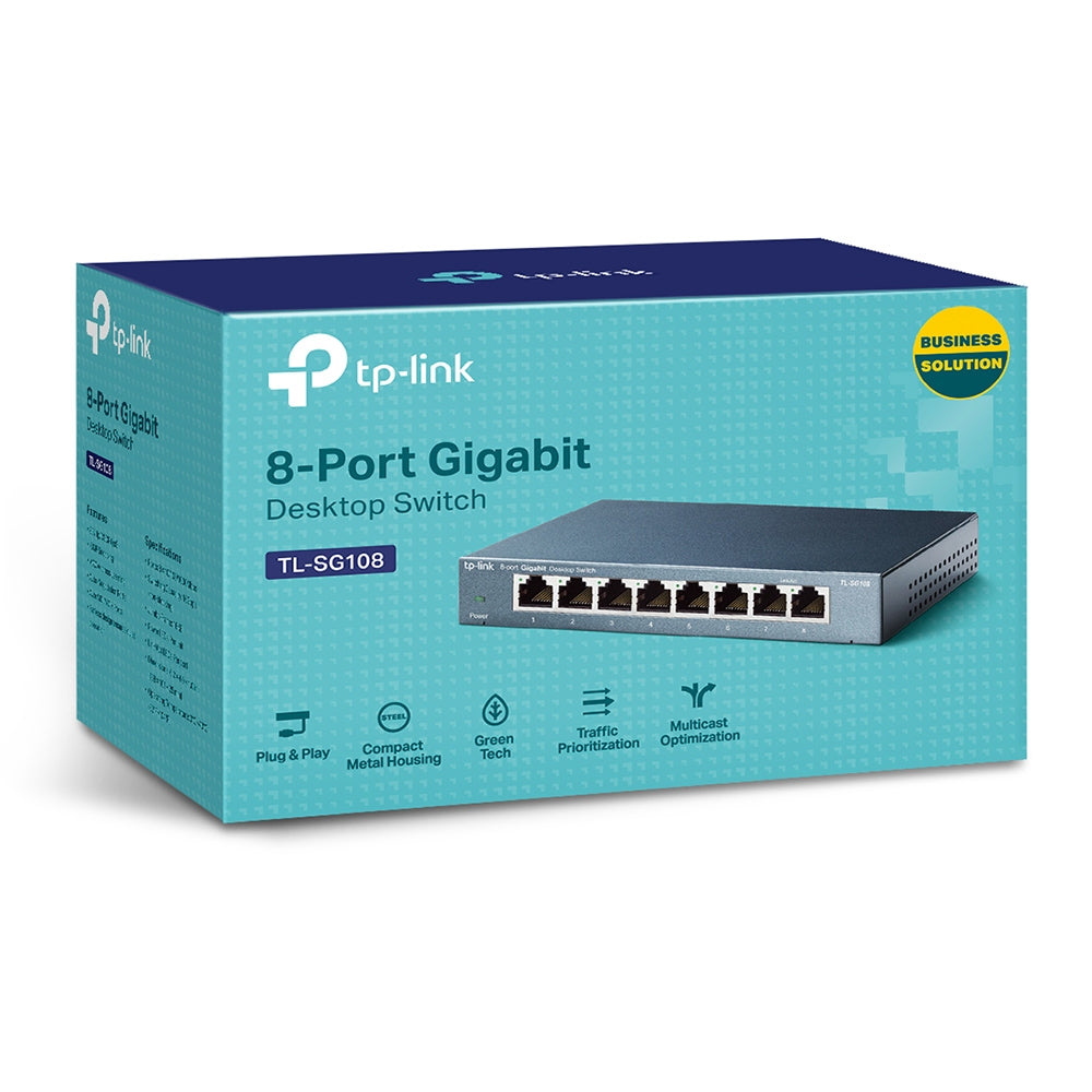 TP-Link TL-SG108 netværksswitch Ikke administreret L2 Gigabit Ethernet (10/100/1000) Sort