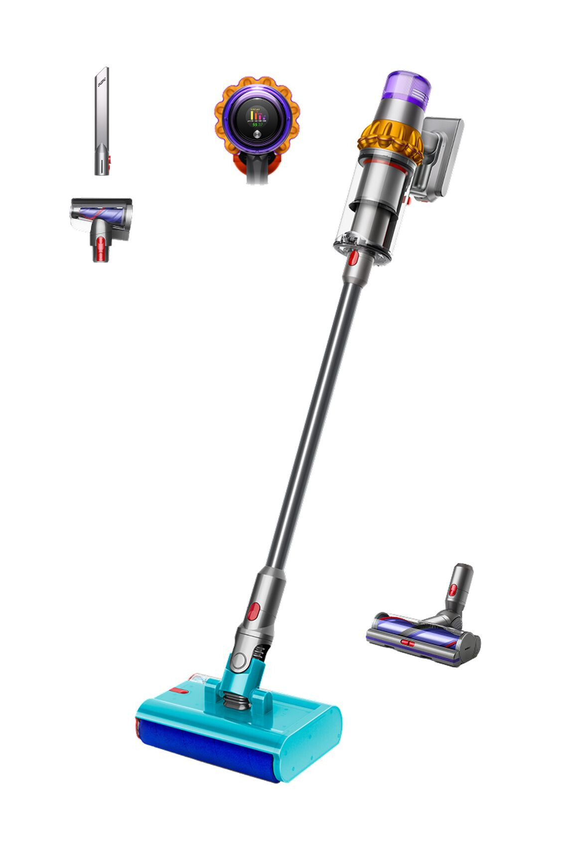Dyson V15s Detect Submarine 2-i-1 stangstøvsuger Batteri Tør&våd Poseløs 0,77 L Nikkel, Gul