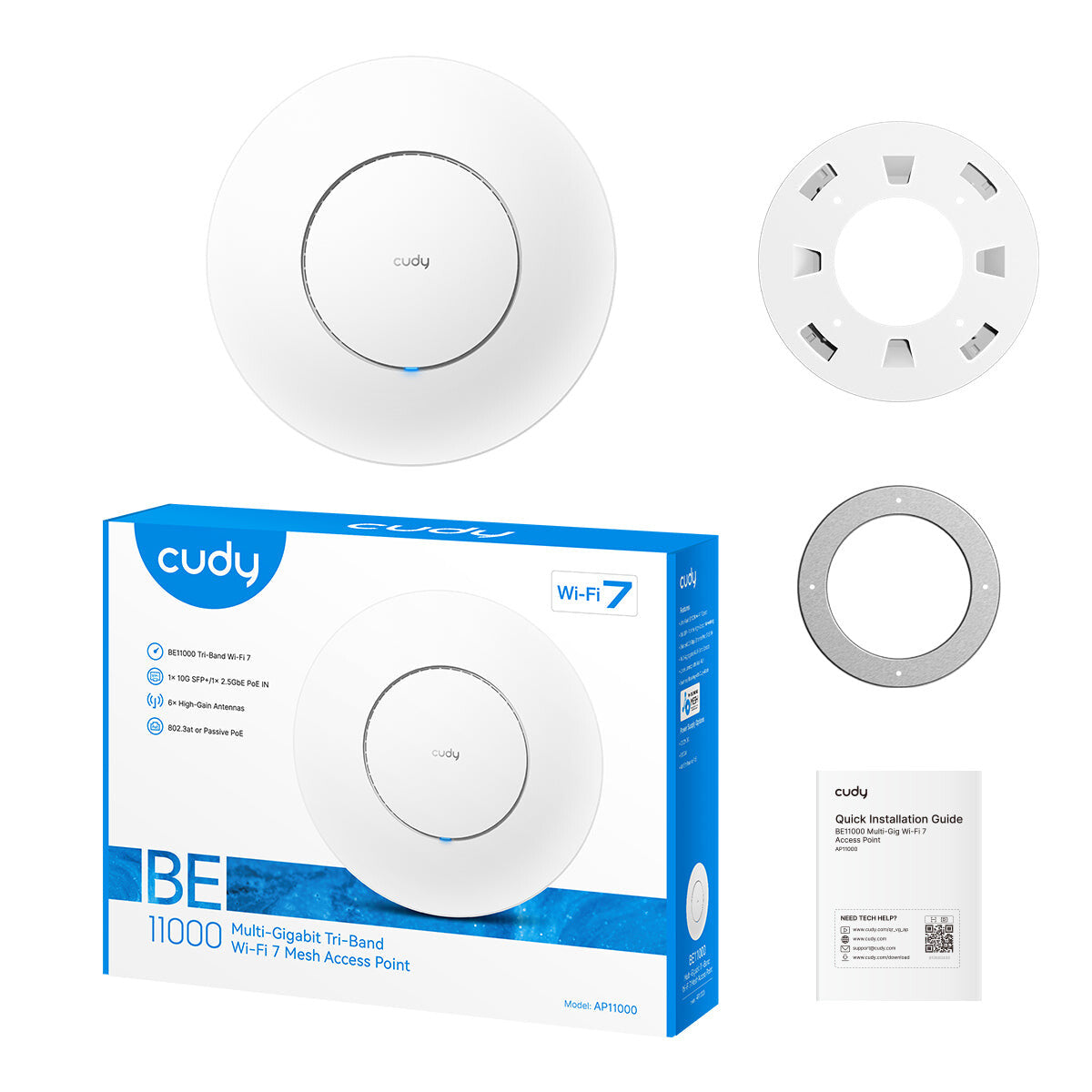 Cudy AP11000 WLAN adgangspunkt 10777 Mbit/s Hvid Strøm over Ethernet (PoE)
