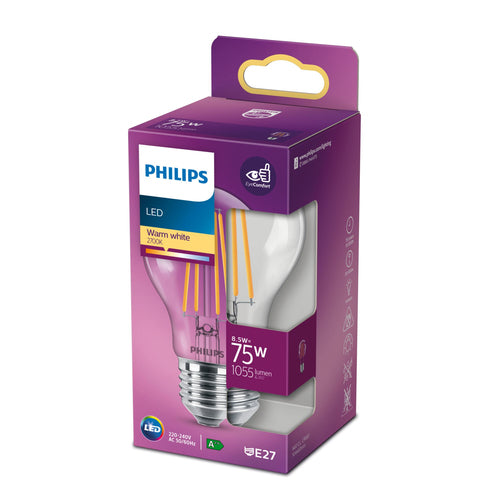 Philips LED-lyspære 8.5W E 1055lumen 2700K Varmt hvidt lys