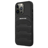 AMG AMHCP13LGSEBK iPhone 13 Pro / 13 6,1" sort/sort hårdkasse Læder Debossed Lines